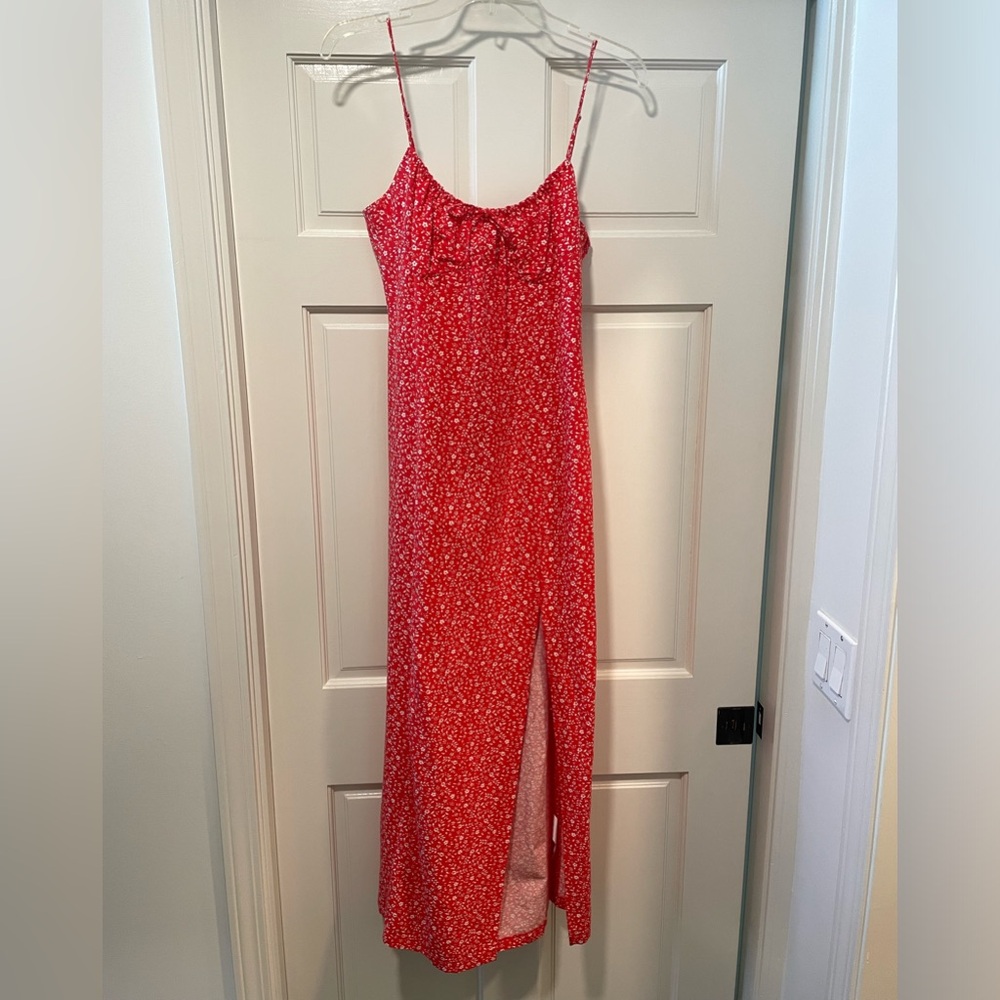 Zara Red floral midi dress